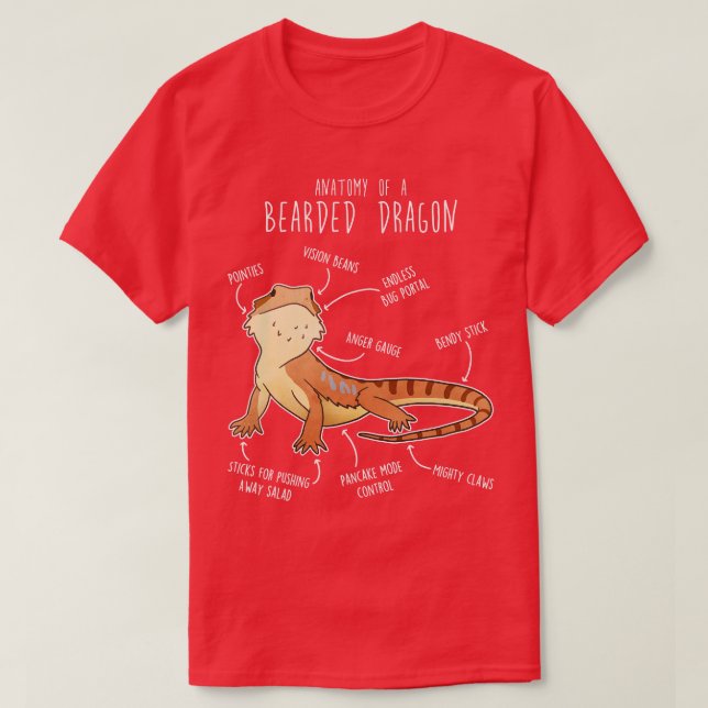Camiseta Anatomia repulsiva do dragão barbudo 4 (Frente do Design)