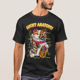 Camiseta Anatomia Sortuda Gato da Sorte Maneki Neko Engraça