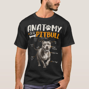 Camiseta Anatomia Vintage de um Cão Pitbull Engraçado