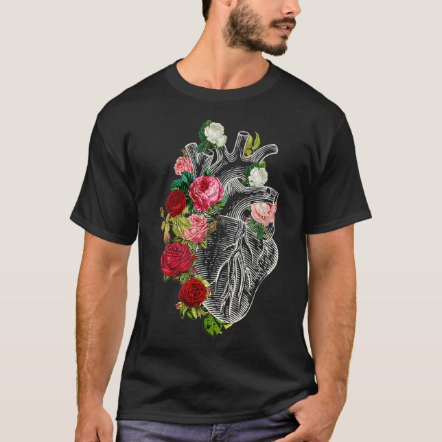 Camiseta Anatomical Heart And Flowers Show Your Love Women  (Frente)