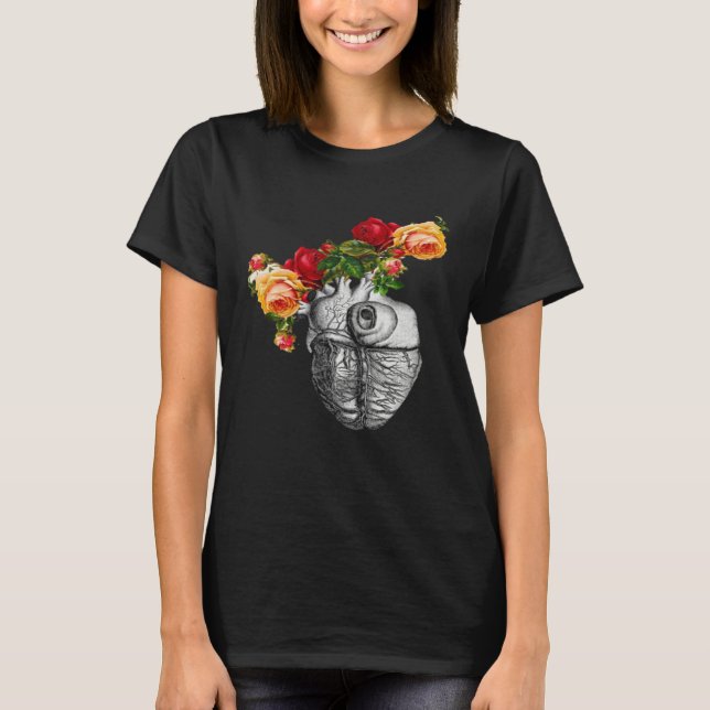 Camiseta Anatomical Heart And Flowers Show Your Love Women  (Frente)
