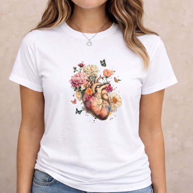 Camiseta Anatomical Heart Floral Art (Criador carregado)