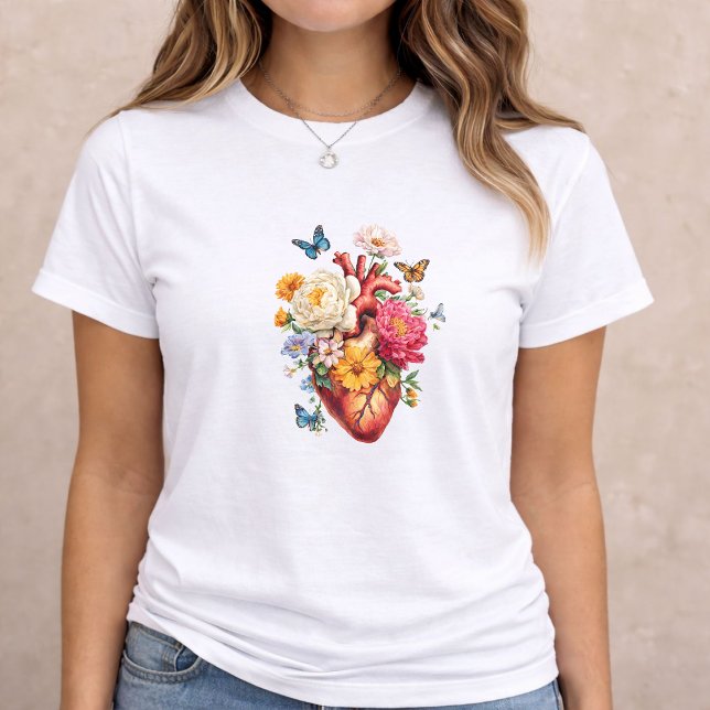 Camiseta Anatomical Heart Floral Art (Criador carregado)