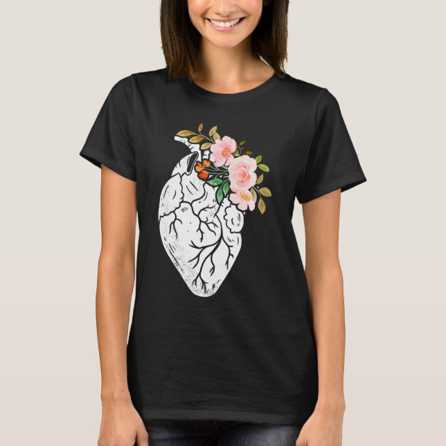 Camiseta Anatomical Heart Flowers Cardiologist Surgeon Surv (Frente)