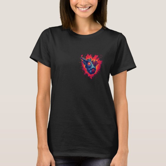 Camiseta Anatomical Mechanical Heart with Laser Gun Cyberpu (Frente)