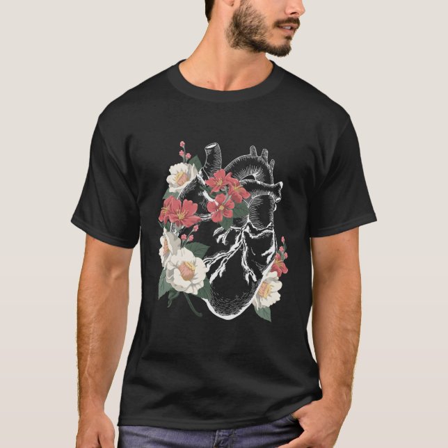 Camiseta Anatômico Ele E Flores Anatomia Cardiologista (Frente)