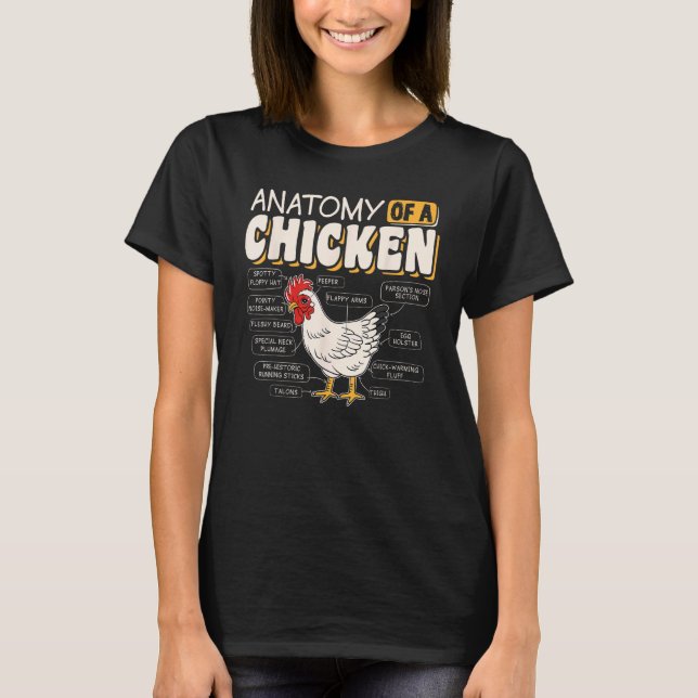 Camiseta Anatomy Of A Chicken Chickens  Farmer (Frente)