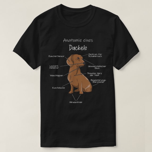 Camiseta Anatomy of a Dachshund  Badger Dog Dog Teckel  (Frente do Design)
