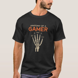 Camiseta Anatomy of a Gamer Skeleton Hand WASD Gaming shirt