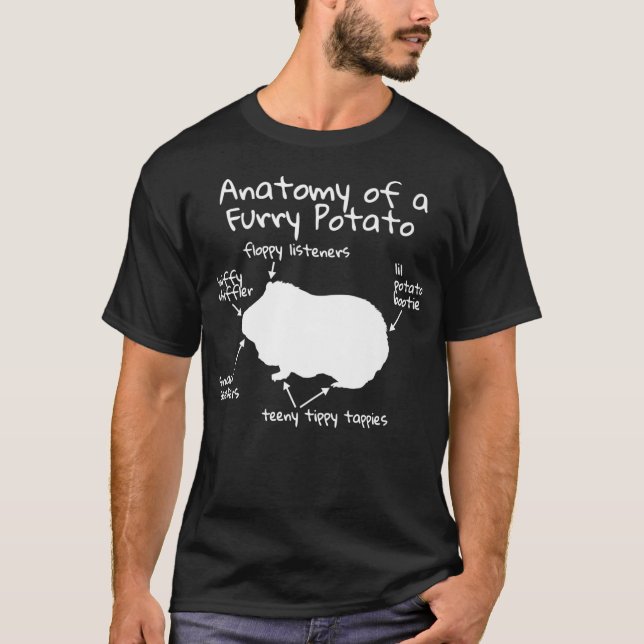 Camiseta Anatomy Of A Guinea Pig Funny Furry Potato Pet Gif (Frente)