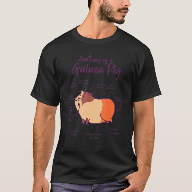 Camiseta Anatomy Of A Guinea Pig Graphic Owner Pet Cavy Ani (Frente)