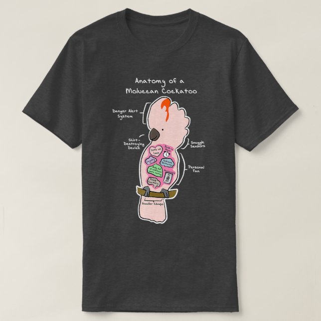 Camiseta Anatomy of a Moluccan Cockatoo Funny Parrot Shirt (Frente do Design)