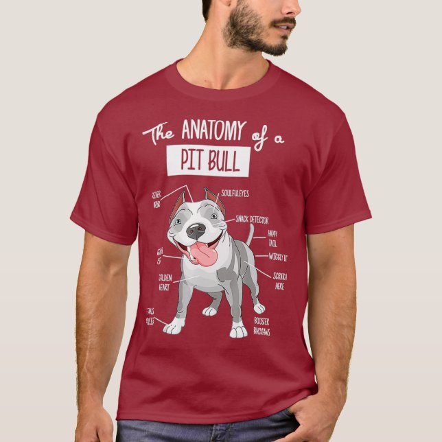 Camiseta Anatomy Of A Pitbull  Dog Lover Tee (Frente)