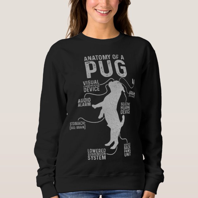 Camiseta Anatomy Of A Pug  Pug  Mama Graphic (Frente)