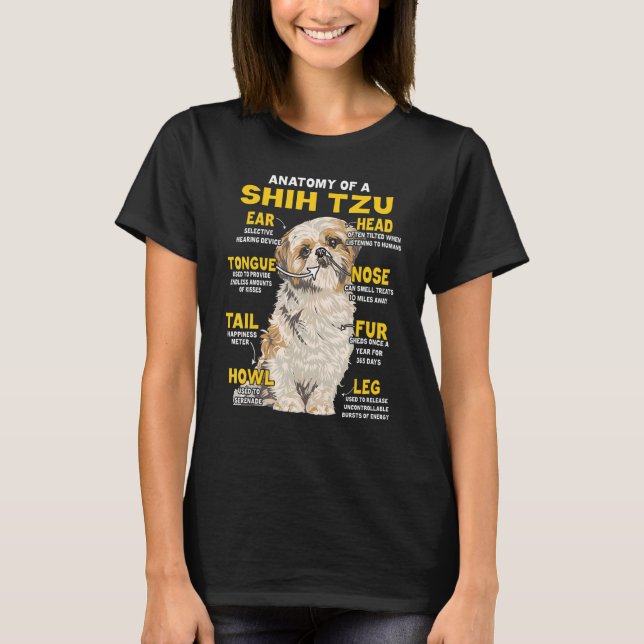 Camiseta Anatomy Of Shih Tzu Funny Dog Lover (Frente)