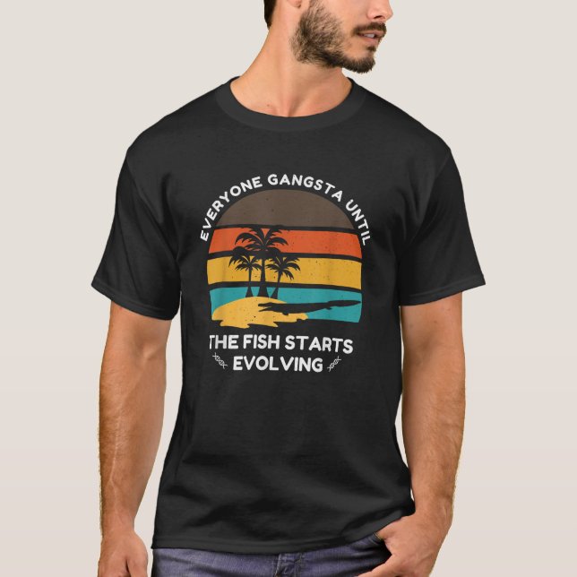 Camiseta Ancestral de Peixe Meme Tiktaalik Evolução (Frente)