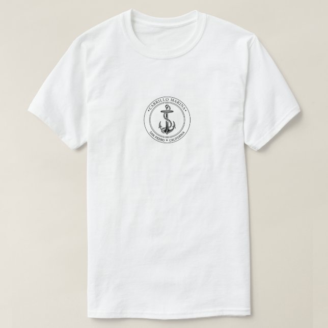 Camiseta Anchor Anchor Marina Boat Localização Capitão (Frente do Design)