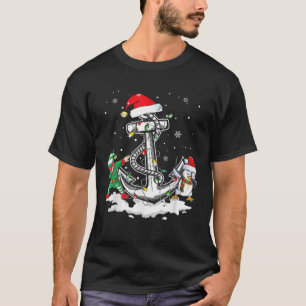 Camiseta Anchor Barco Velejando as Luzes de Natal Santa Hat