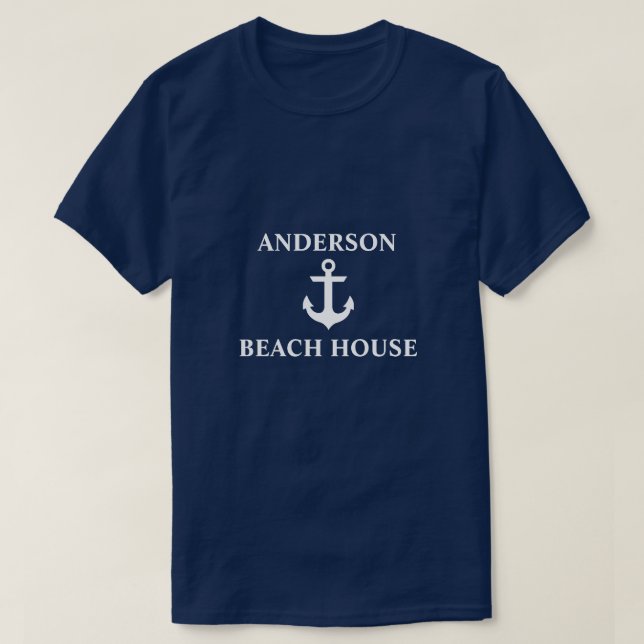Camiseta Anchor Blue, nome da família da casa da praia náut (Frente do Design)