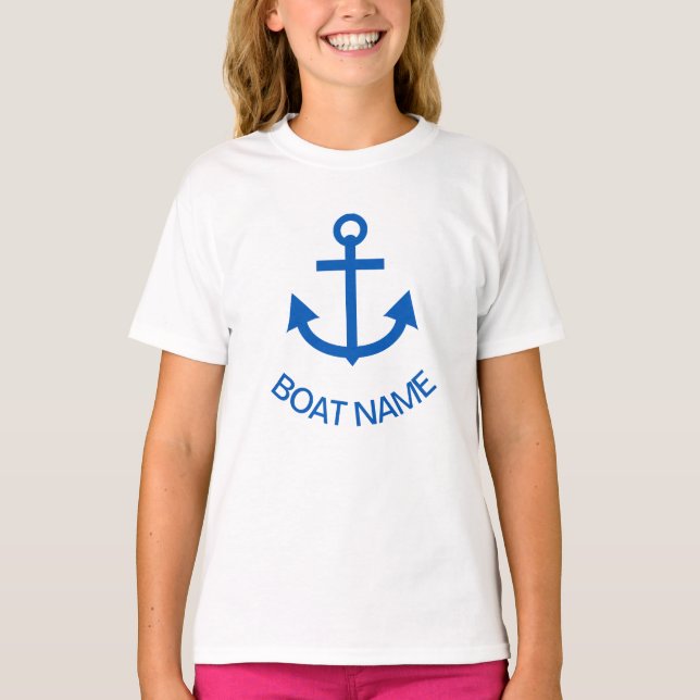 Camiseta Anchor Blue Personalizou o nome do seu barco (Frente)