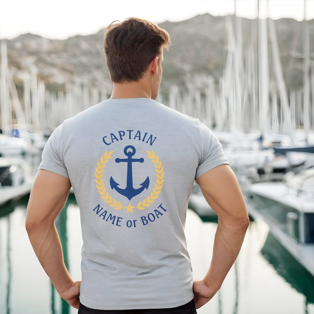 Camiseta Anchor Capitão Boat Dourado Laurel Two Sided (Criador carregado)