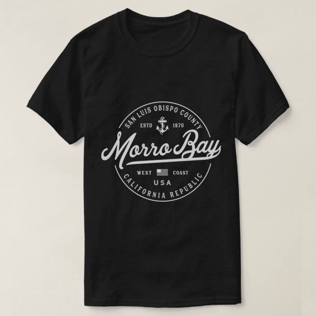 Camiseta Anchor NAUTILITÁRIO Morro Bay California Viagem Va (Frente do Design)