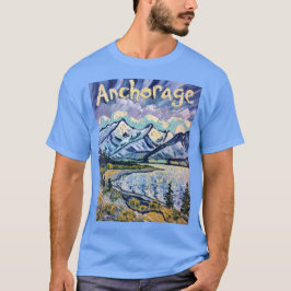 Camiseta Anchorage Alaska Landscape Van Gogh Viagens vintag