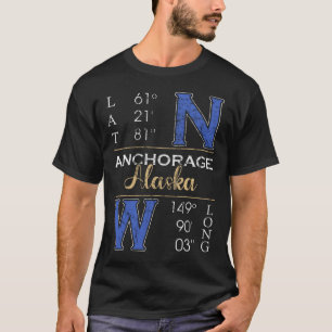 Camiseta Anchorage Alaska Latitude e Longitude