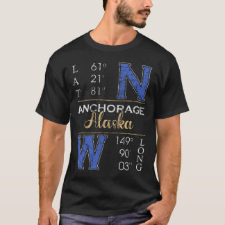Camiseta Anchorage Alaska Latitude e Longitude