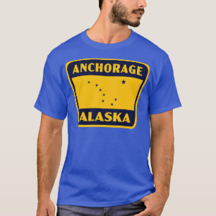 Camiseta Anchorage Alaska Retro Crachá Blue