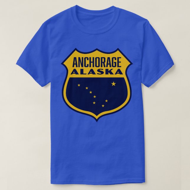 Camiseta Anchorage Alaska Retro Shield Amarelo (Frente do Design)