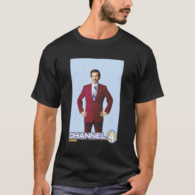 Camiseta Anchorman Ron Burgundy Channel 4 Retrato (Frente)