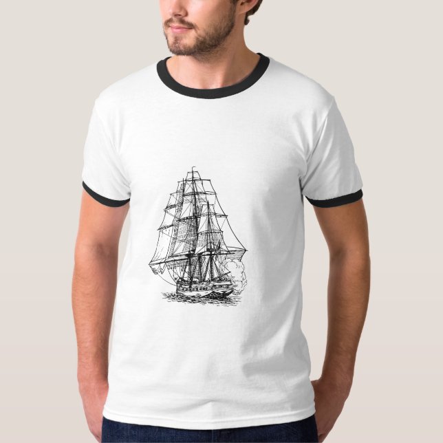 Camiseta Anchors Apesagem: Designs de navegação para amante (Frente)