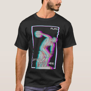 Camiseta Ancião Grego - Disco de Estátua Lança Vaporwave De