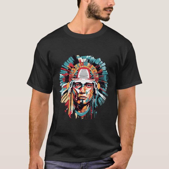 Camiseta Ancien Aztec Warrior Mystical Abstrato (Frente)