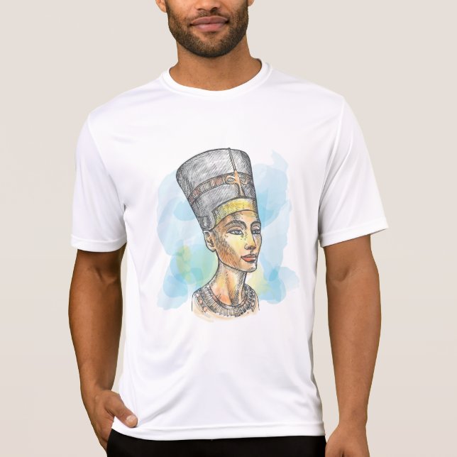Camiseta Ancient Egyptian Queen Nefertiti Bust Sketch (Frente)