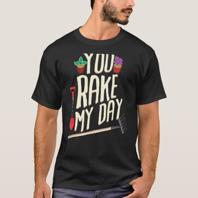 Camiseta Ancinho de Folhas Ferramenta de Jardim Trabalho de (Frente)