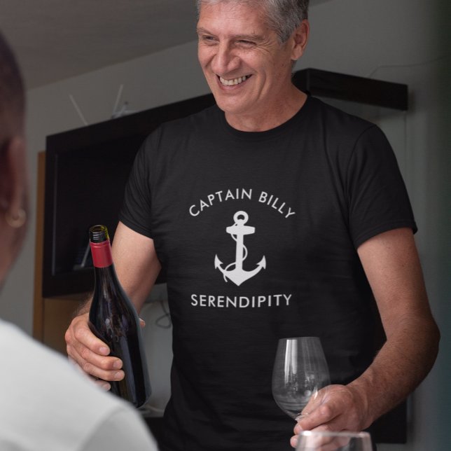 Camiseta Âncora Clássica do Barco Captina Preto (Criador carregado)