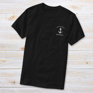 Camiseta Âncora Clássica do Barco Captina Preto