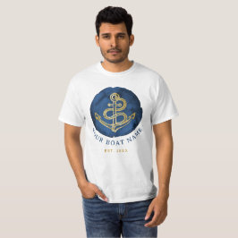 Camiseta Âncora de Aquarela Elegante Nome Náutico Marinho A