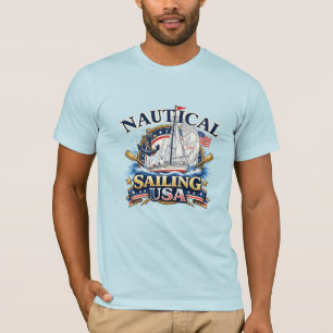 Camiseta Âncora de Barco à Vela Náutico Gráfico Oceano Bell
