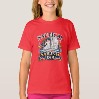 Camiseta Âncora de Barco à Vela Náutico Oceano Gráfico Garo