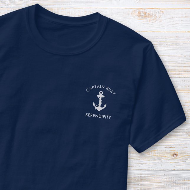 Camiseta Âncora de barco clássico captura Marinho azul (Criador carregado)