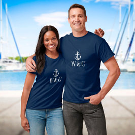 Camiseta Âncora de Barco Náutico com Monograma Personalizad