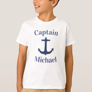 Camiseta Âncora de Navio Azul Marinho Capitão Nome