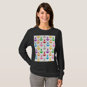 Camiseta Âncora de Navio Design Colorido Branco