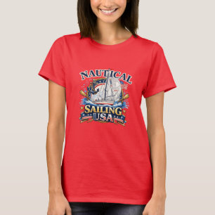 Camiseta Âncora de Oceano de Vela Náutica Gráfico de Barco