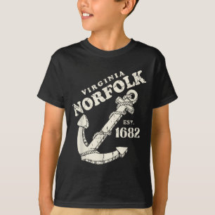Camiseta Âncora de veleiro antiga Norfolk Virgínia EST 1682