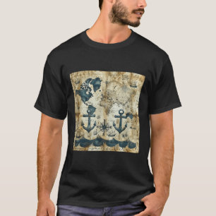 Camiseta Âncora de velho barco de pirata náutico vintage ma