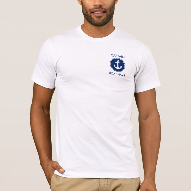 Camiseta Âncora dos azuis marinhos do capitão Náutico (Frente)